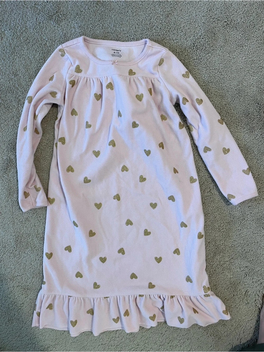 Carter's Light Pink Nightgown with Gold Heart Print